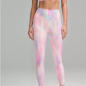 NWT! Lululemon Wunder Train High-Rise Tight 25" in pink tie-dye